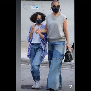 Free people vintage flare jeans geometric pattern